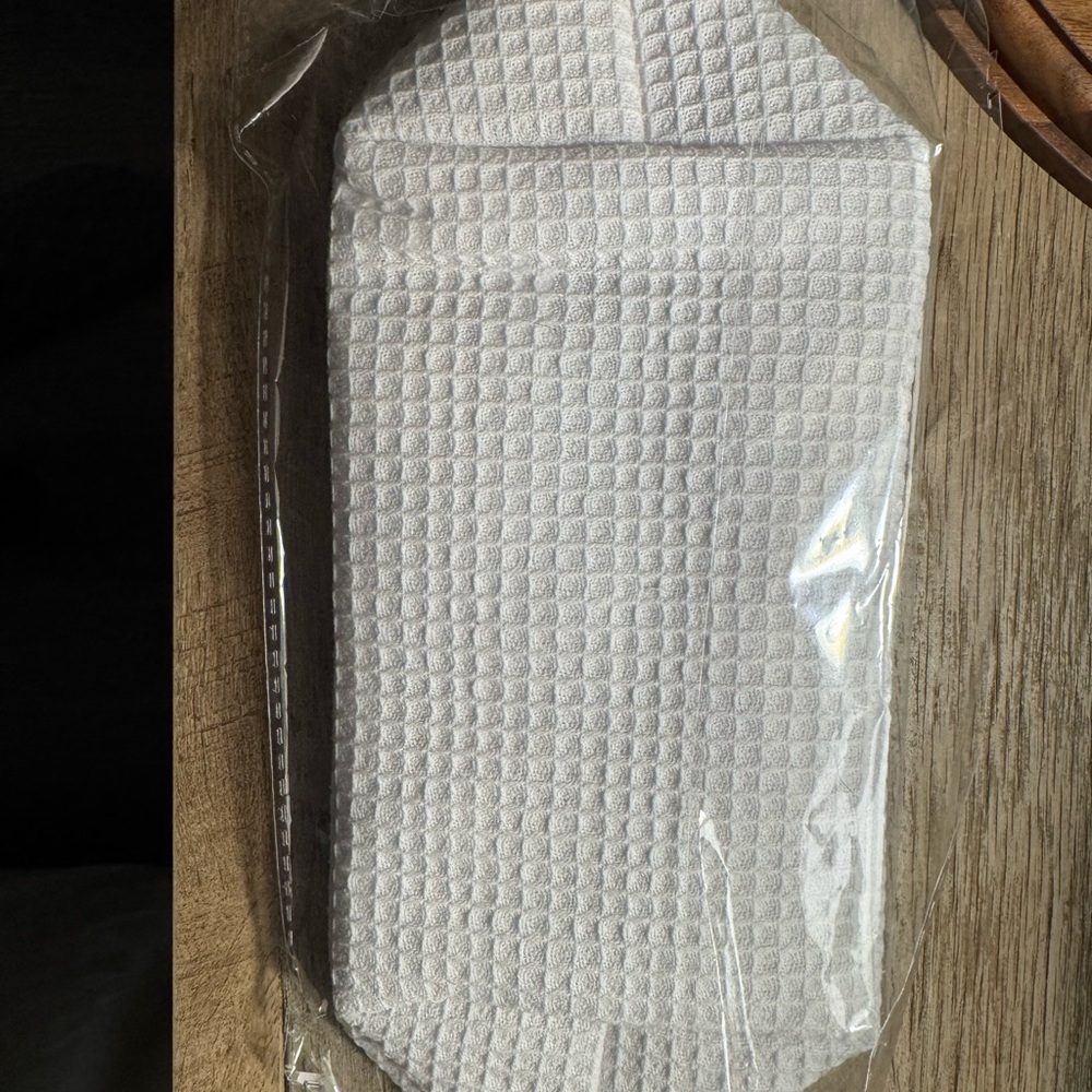 White Waffle Textured makeup bag - wishing well